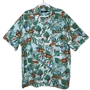 Boca Classics Tiger Jungle Print Shirt Tropical Short Sleeve Lightweight Men XXL
